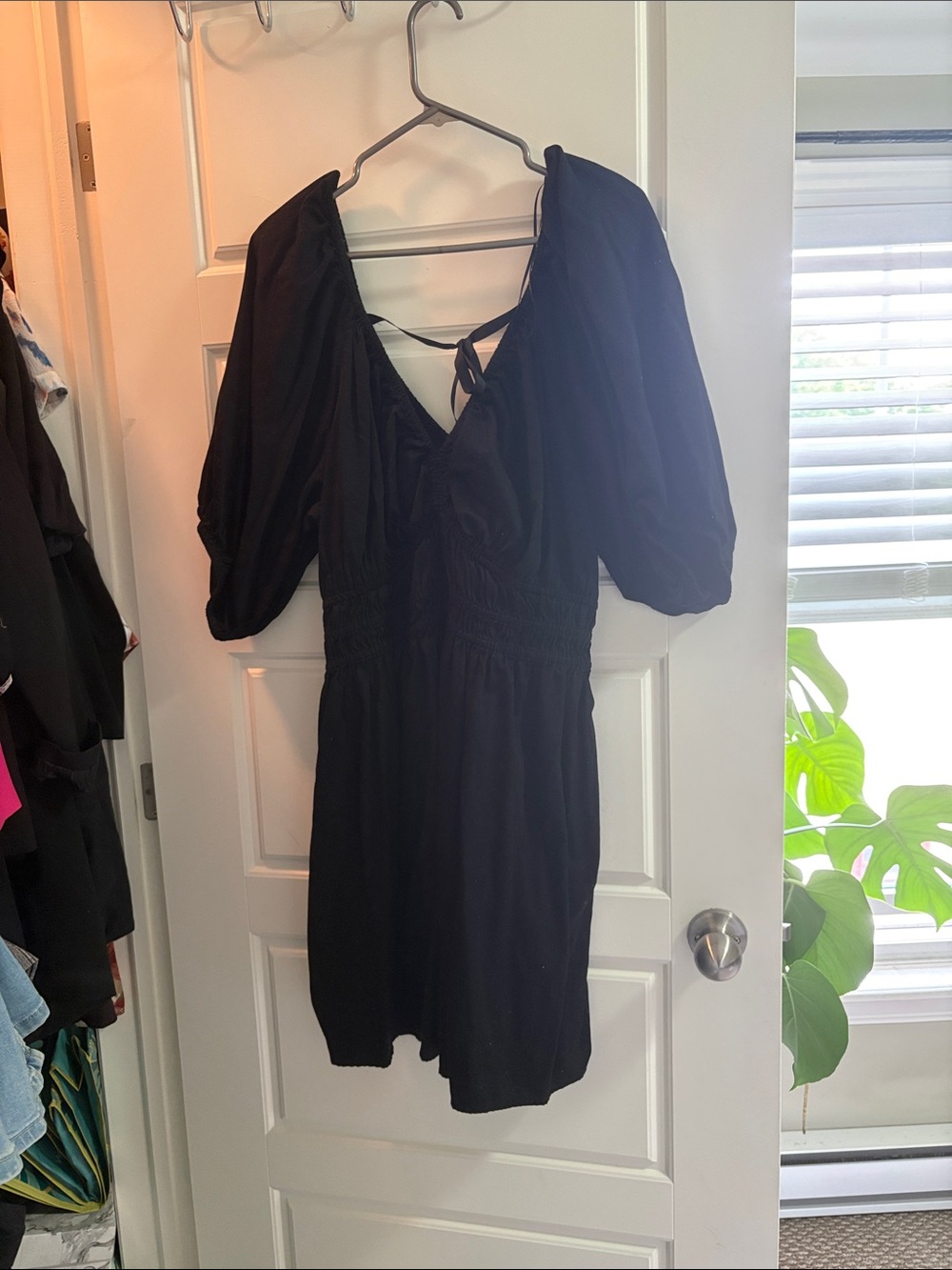 Old Navy Black Puff-Sleeve Mini Dress